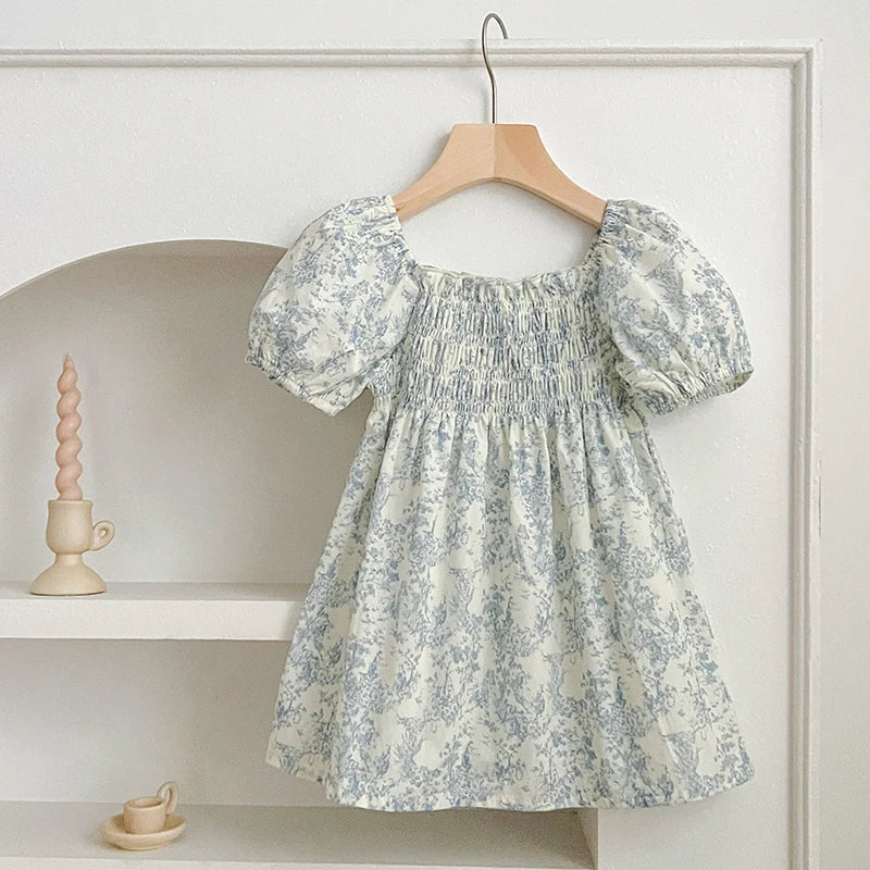 Girls Sister Clothes Summer Sister Newborn Toddler Baby Girls Lace Jumpsuit Sweet Baby Girls Blue Flowers Kids Princess Dress