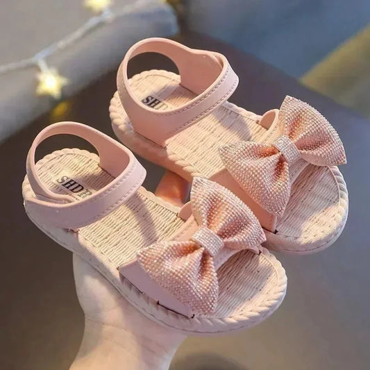 Girls Sandals Summer Princess Children Sandals Bow Tie Girl Shoes Fashion Casual Non Slip Kids Beach Shoes