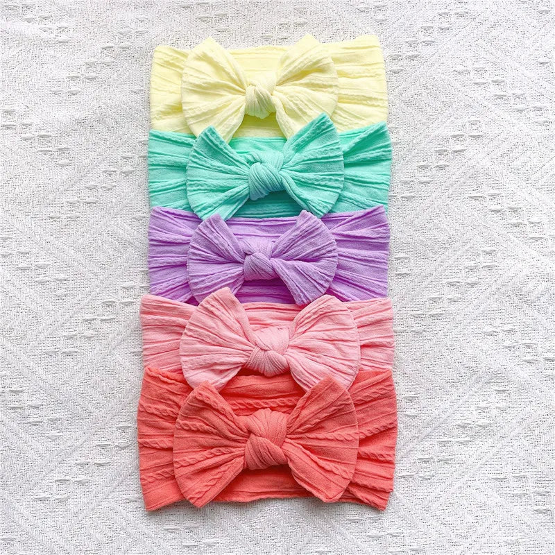 5Pcs/Set Baby Cute Headband Soft Elastic Bowknit  Newborn Toddler Priccess Girls Hair Band Bows Accessories For 0-2Years