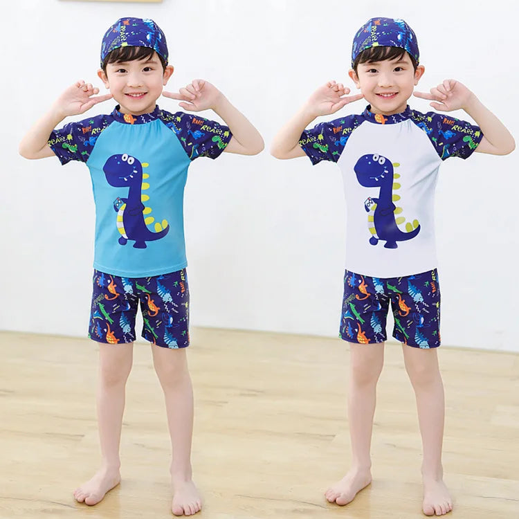 2025 Summer Baby Boys Swimsuit Long Sleeves Two-piece Swimwear for Kids Toddler Cartoon UPF50+ Rash Guards Infant Bathing Suit
