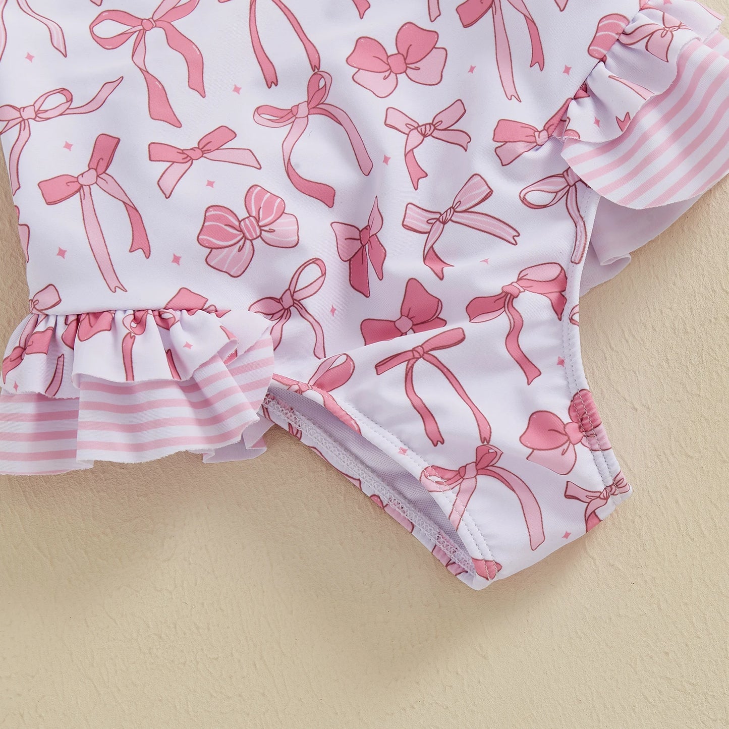MISOWMNJOY Bows Kids Girls Swimsuit Princess Bowknot Print Ruffles Beachwear Sleeveless Cross Backless Summer Beach Bathing Suit