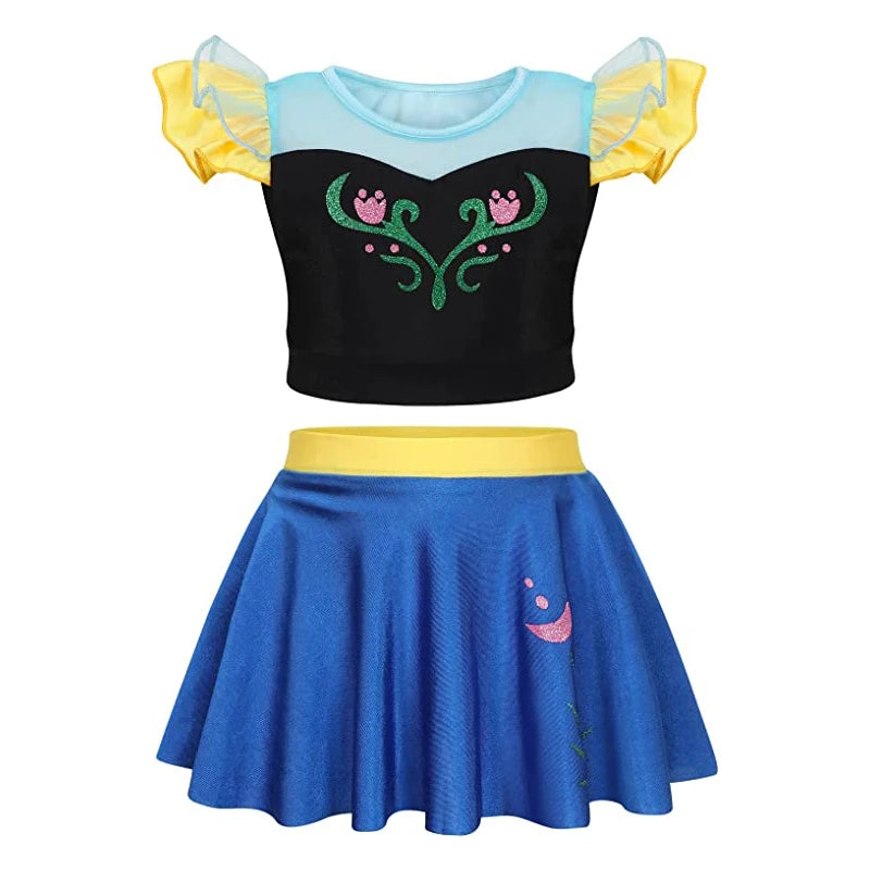 2025 Elsa Princess Bodysuit Swimwear for Baby Girls 2PCS Girls Swimsuit Anna Elsa Swimwear Childrens Bikini Beachwear Clothes