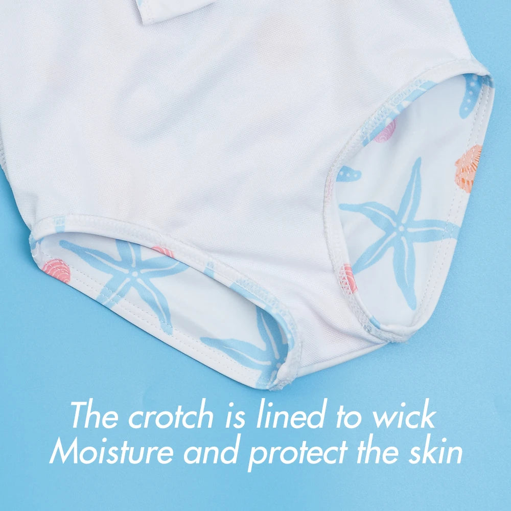 1Pc Baby Girls Swimsuit Long Sleeve Swimming Wear Sweet Comfortable Beachwear For Children Summer Bathing Suits 0-3Years