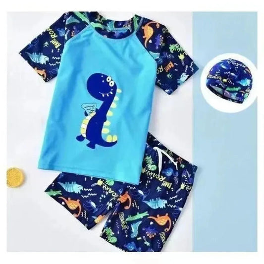 2025 Summer Baby Boys Swimsuit Long Sleeves Two-piece Swimwear for Kids Toddler Cartoon UPF50+ Rash Guards Infant Bathing Suit