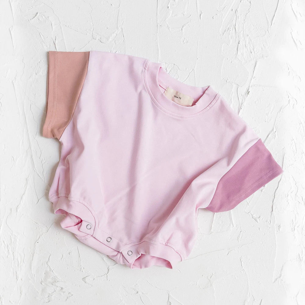 Summer Toddler Cotton Short Sleeve Top+Shorts Set Stitching Color Clothes