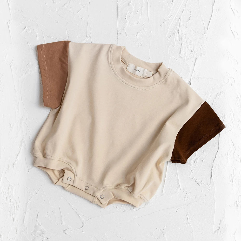 Summer Toddler Cotton Short Sleeve Top+Shorts Set Stitching Color Clothes