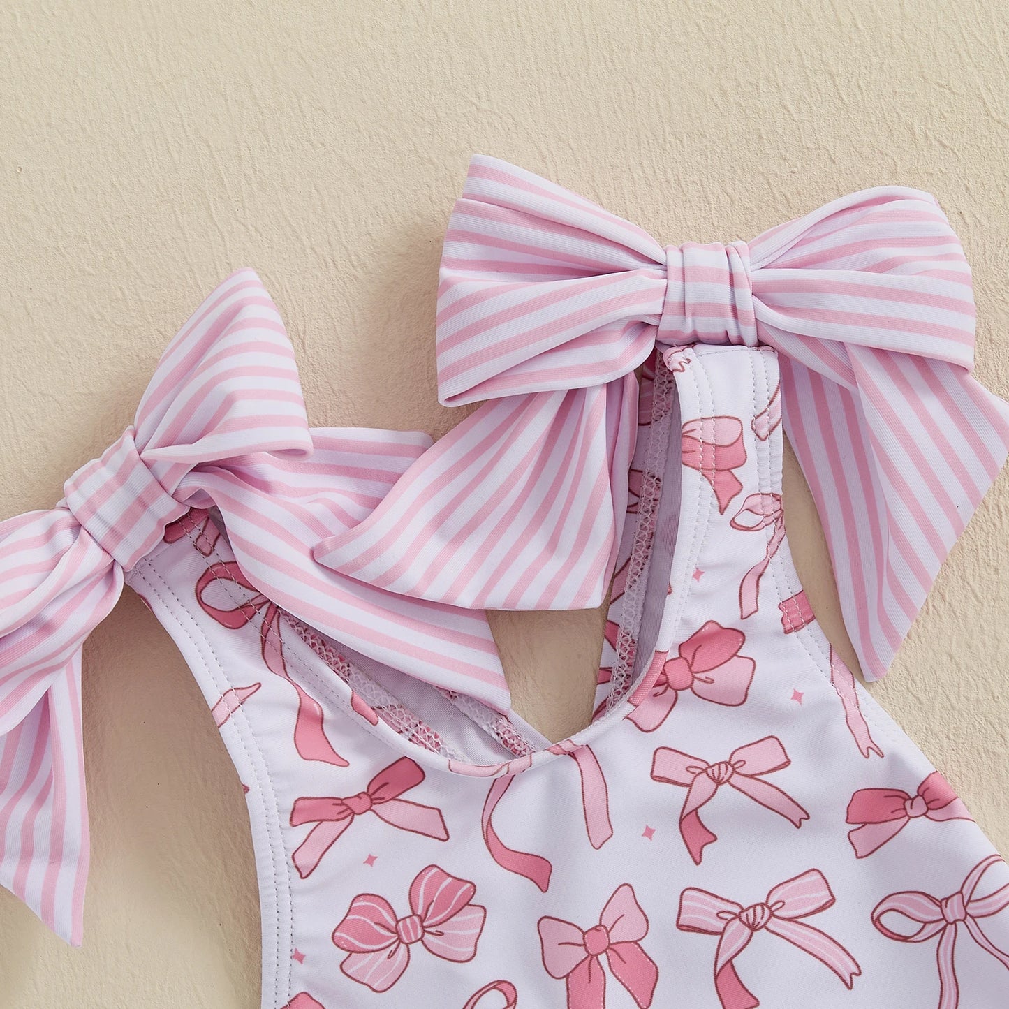 MISOWMNJOY Bows Kids Girls Swimsuit Princess Bowknot Print Ruffles Beachwear Sleeveless Cross Backless Summer Beach Bathing Suit