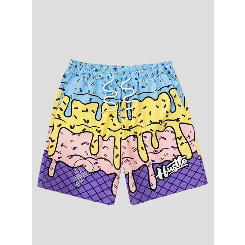 Trendy Ice Cream Graphic Beach Shorts For Kids Fashion Summer Cool 3D Print