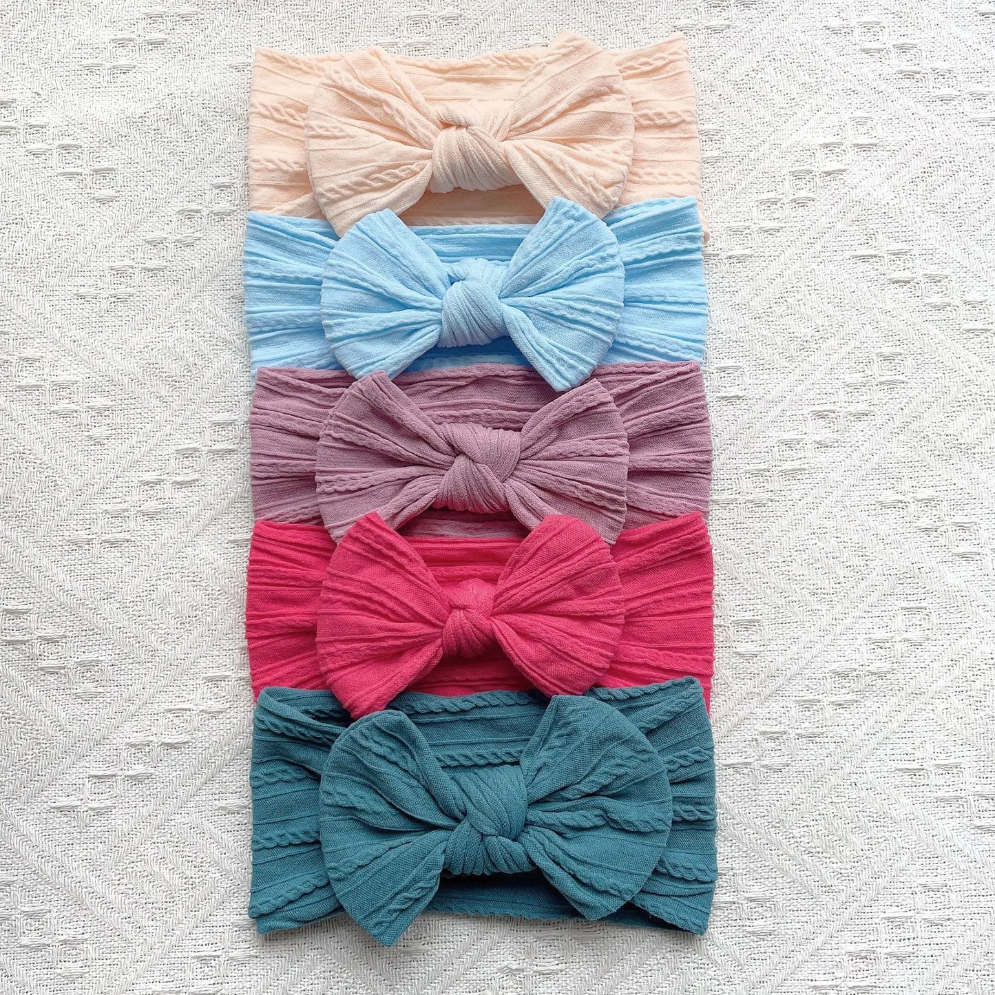 5Pcs/Set Baby Cute Headband Soft Elastic Bowknit  Newborn Toddler Priccess Girls Hair Band Bows Accessories For 0-2Years