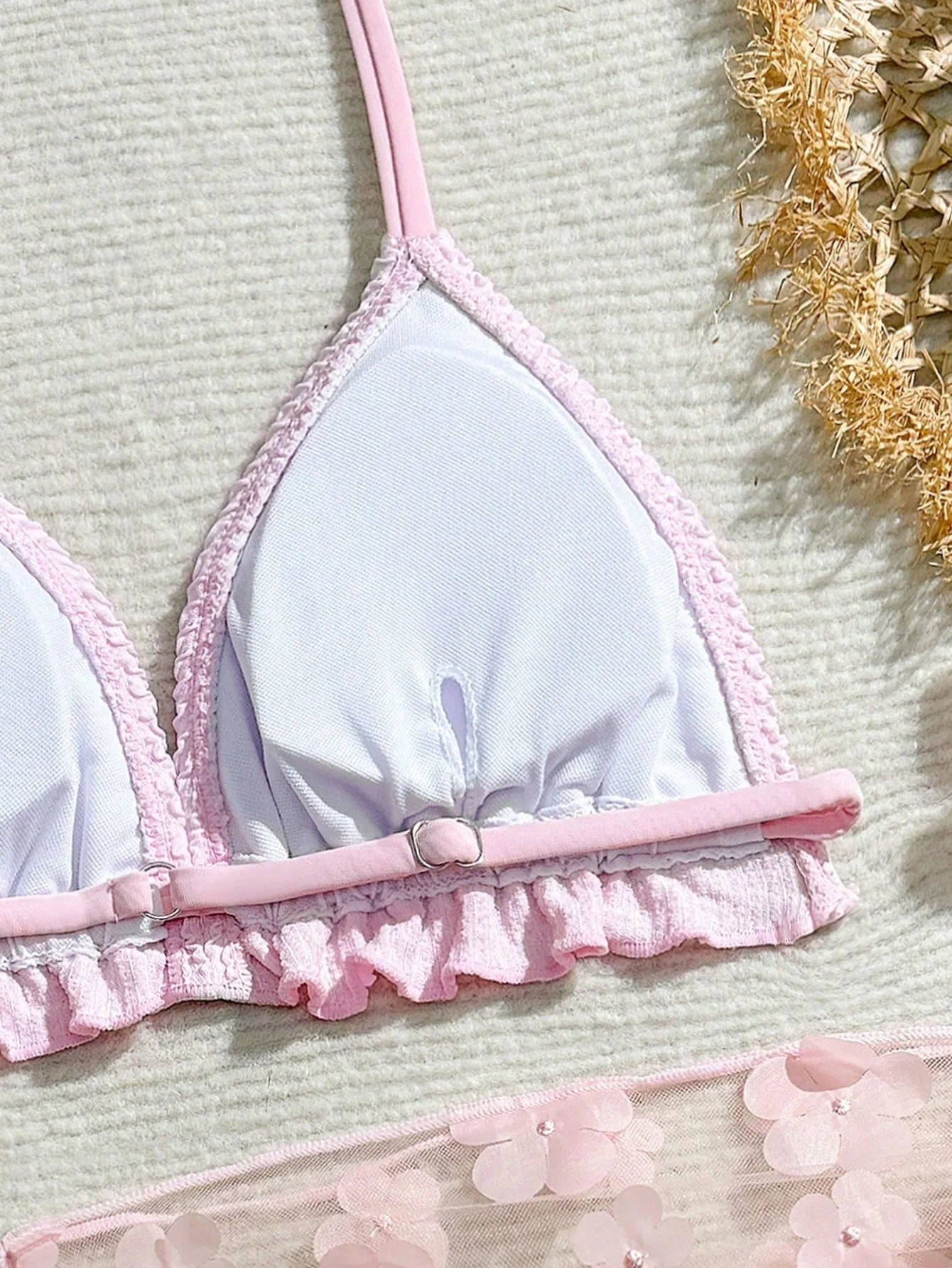 Tween And Teen Girl 3pcs Bikini Sets 3D Floral Mesh Beach Skirt 7-16 Years Kids Girl Swimsuit Cute Casual Big Girl Bathing Suit