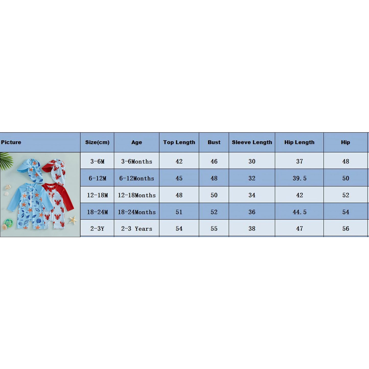 2Pcs Toddler Baby Boys Swimsuit Set Crew Neck Long Sleeve Lobster Print Upper Zipper Rash Guard Swimwear and Sun Hat
