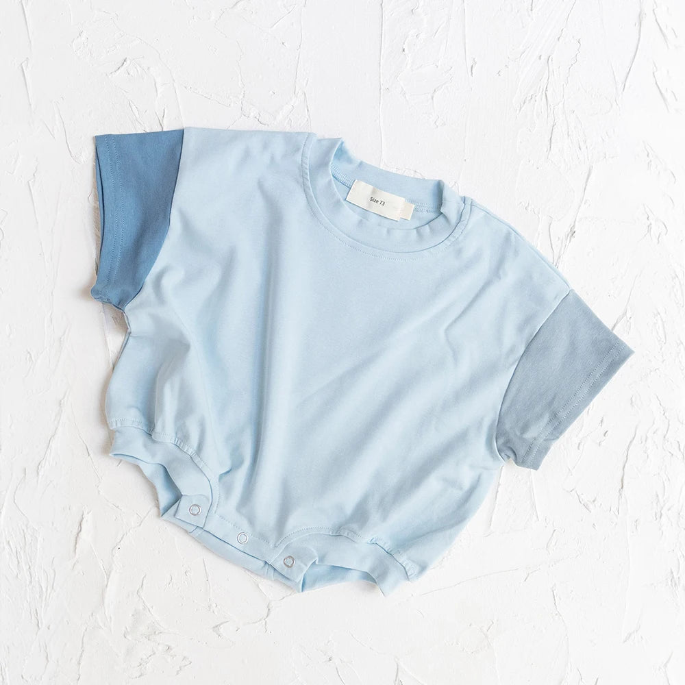 Summer Toddler Cotton Short Sleeve Top+Shorts Set Stitching Color Clothes