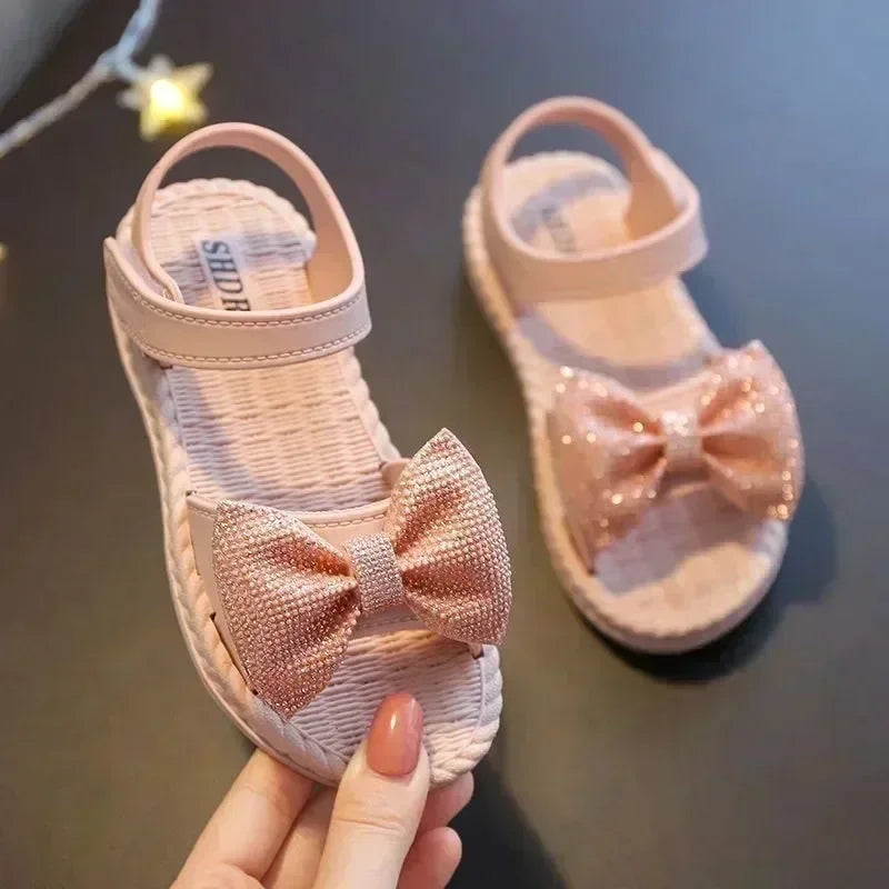 Girls Sandals Summer Princess Children Sandals Bow Tie Girl Shoes Fashion Casual Non Slip Kids Beach Shoes