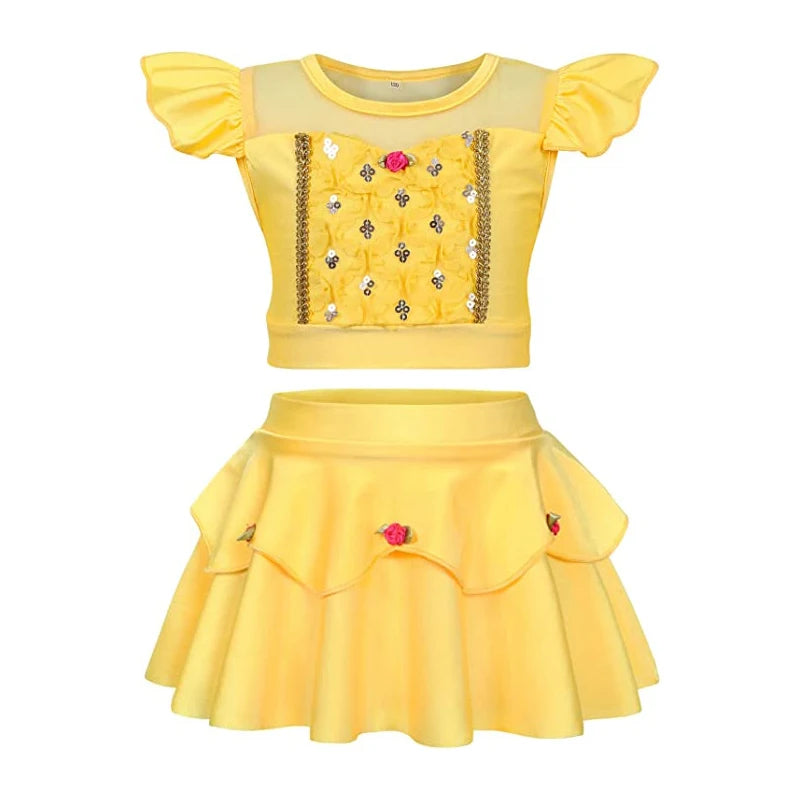 2025 Elsa Princess Bodysuit Swimwear for Baby Girls 2PCS Girls Swimsuit Anna Elsa Swimwear Childrens Bikini Beachwear Clothes
