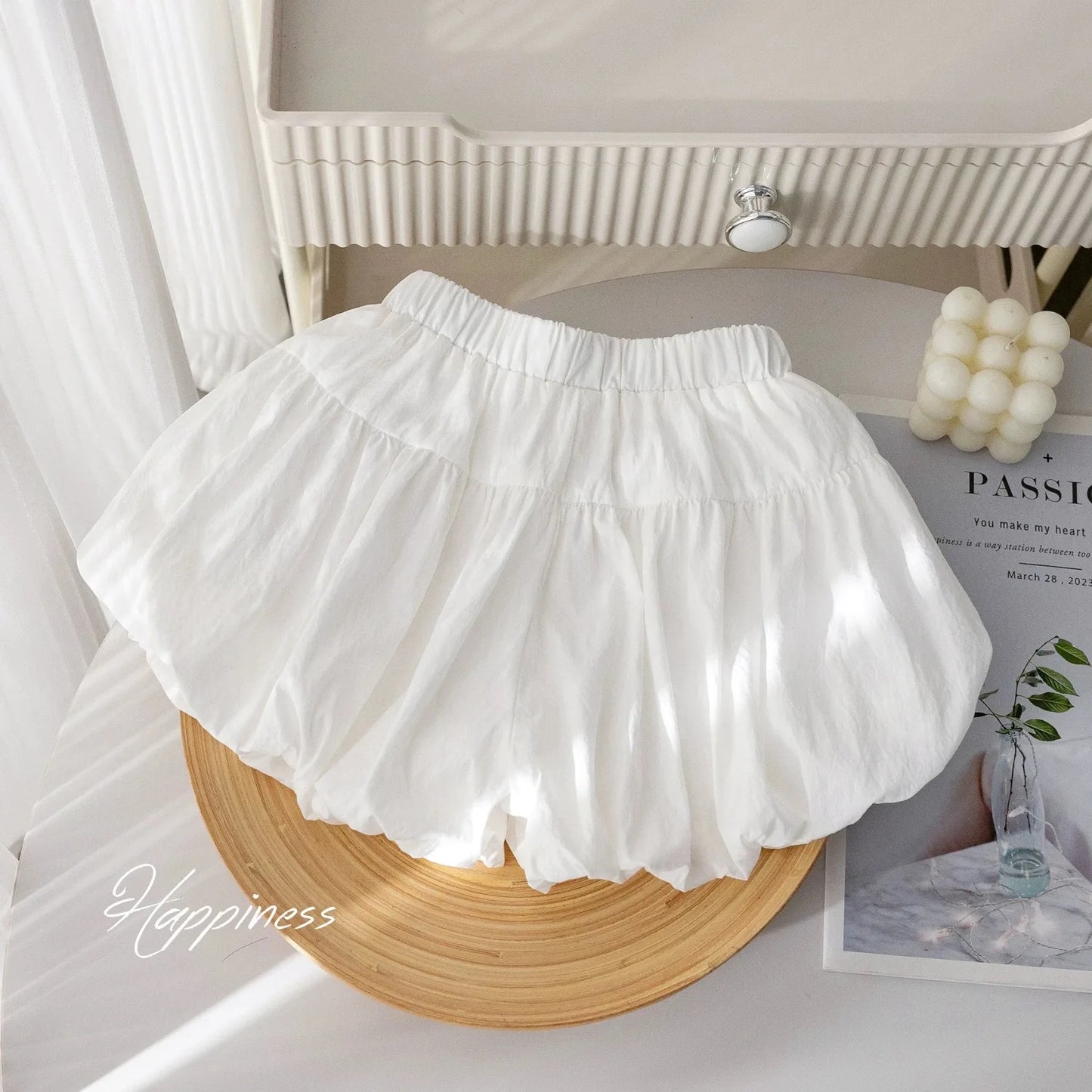 Little girl summer shorts small fresh solid color bow flower bud pants for women's treasure sweet versatile pants