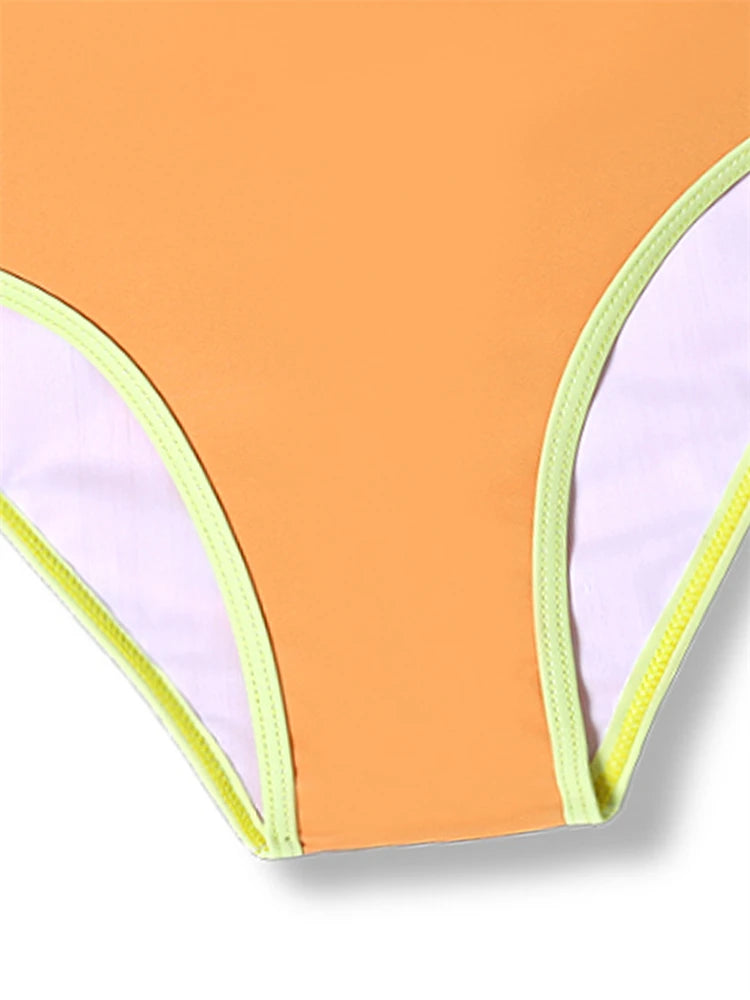 Bikini Kids Girls Swimsuit 2026 New Yellow Print Bikini Set Children Swimsuit Summer Long Sleeves Three Piece Beach Bathing Suit