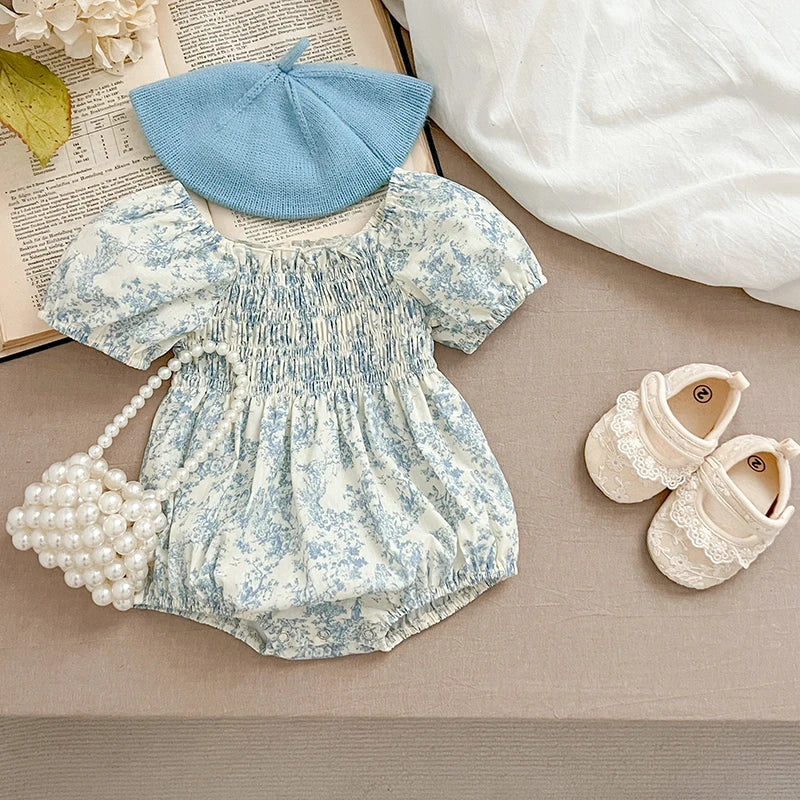 Girls Sister Clothes Summer Sister Newborn Toddler Baby Girls Lace Jumpsuit Sweet Baby Girls Blue Flowers Kids Princess Dress