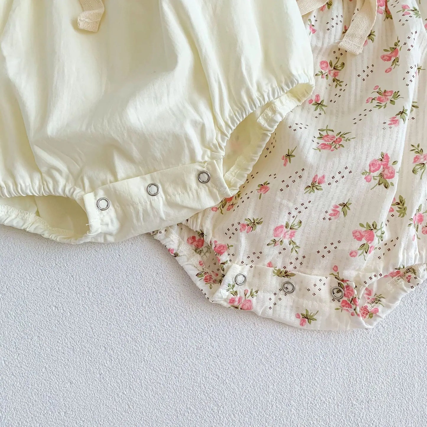 0-2 Years Old Newborn Baby Girl Summer Floral Puff Sleeve Romper with Bow-tie Princess Baby Rompers
