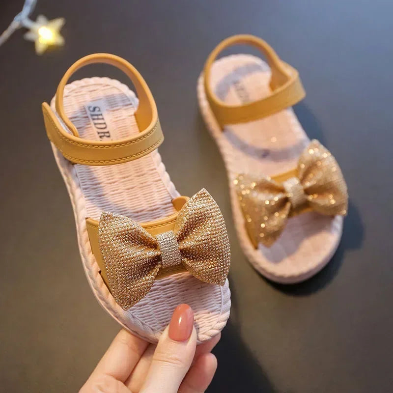 Girls Sandals Summer Princess Children Sandals Bow Tie Girl Shoes Fashion Casual Non Slip Kids Beach Shoes