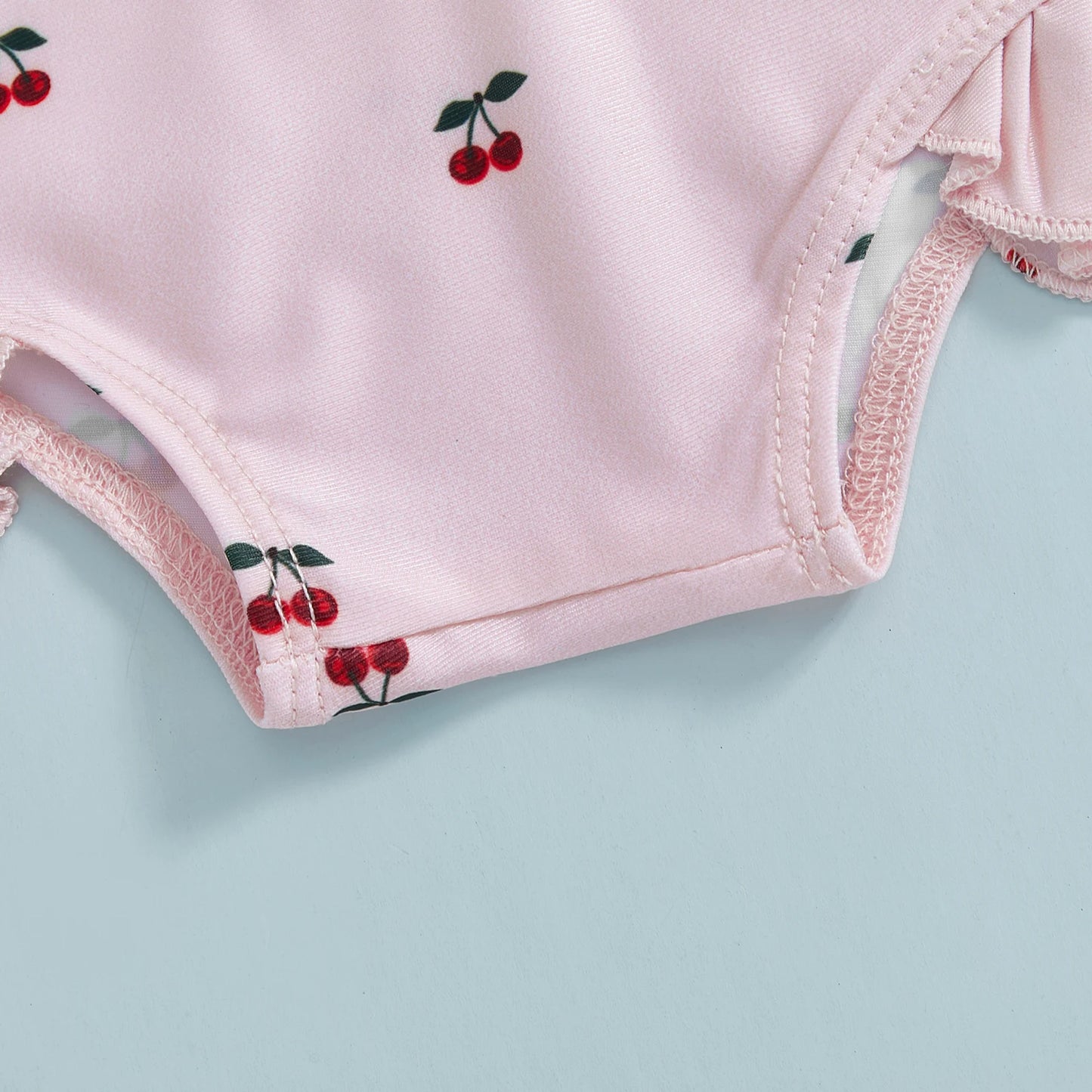 Toddler Baby Girl Rash Guard Swimsuit with Sun Hat 2 Piece Beachwear Children Long Sleeve Bow/Cherry Print Bathing Suit Swimwear