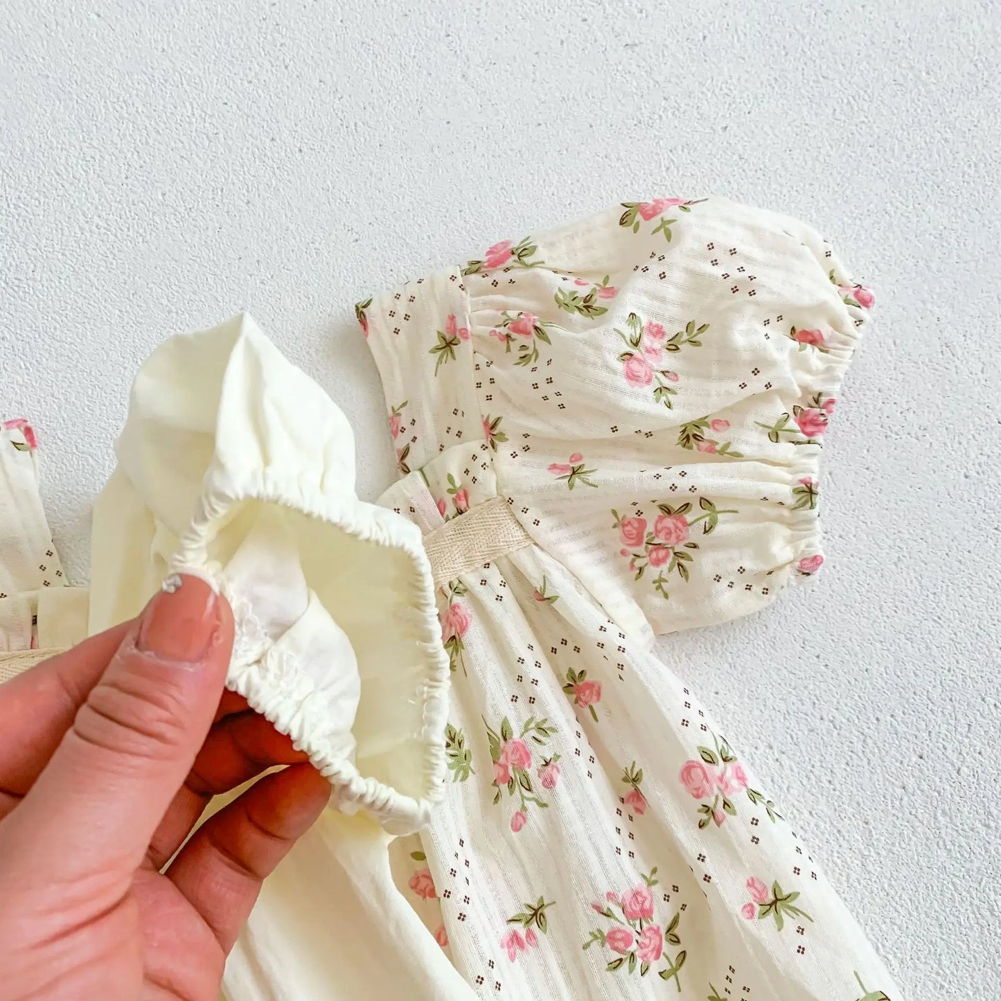 0-2 Years Old Newborn Baby Girl Summer Floral Puff Sleeve Romper with Bow-tie Princess Baby Rompers