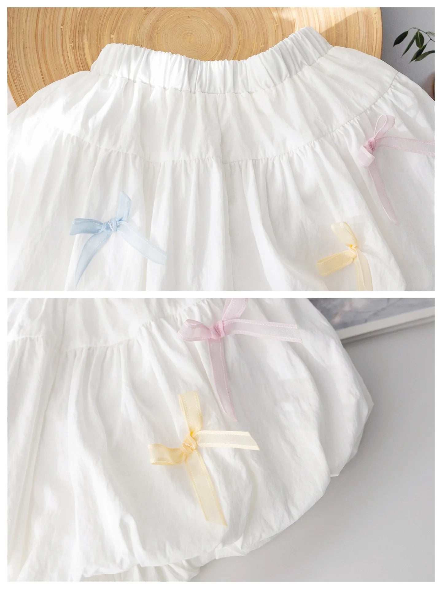 Little girl summer shorts small fresh solid color bow flower bud pants for women's treasure sweet versatile pants