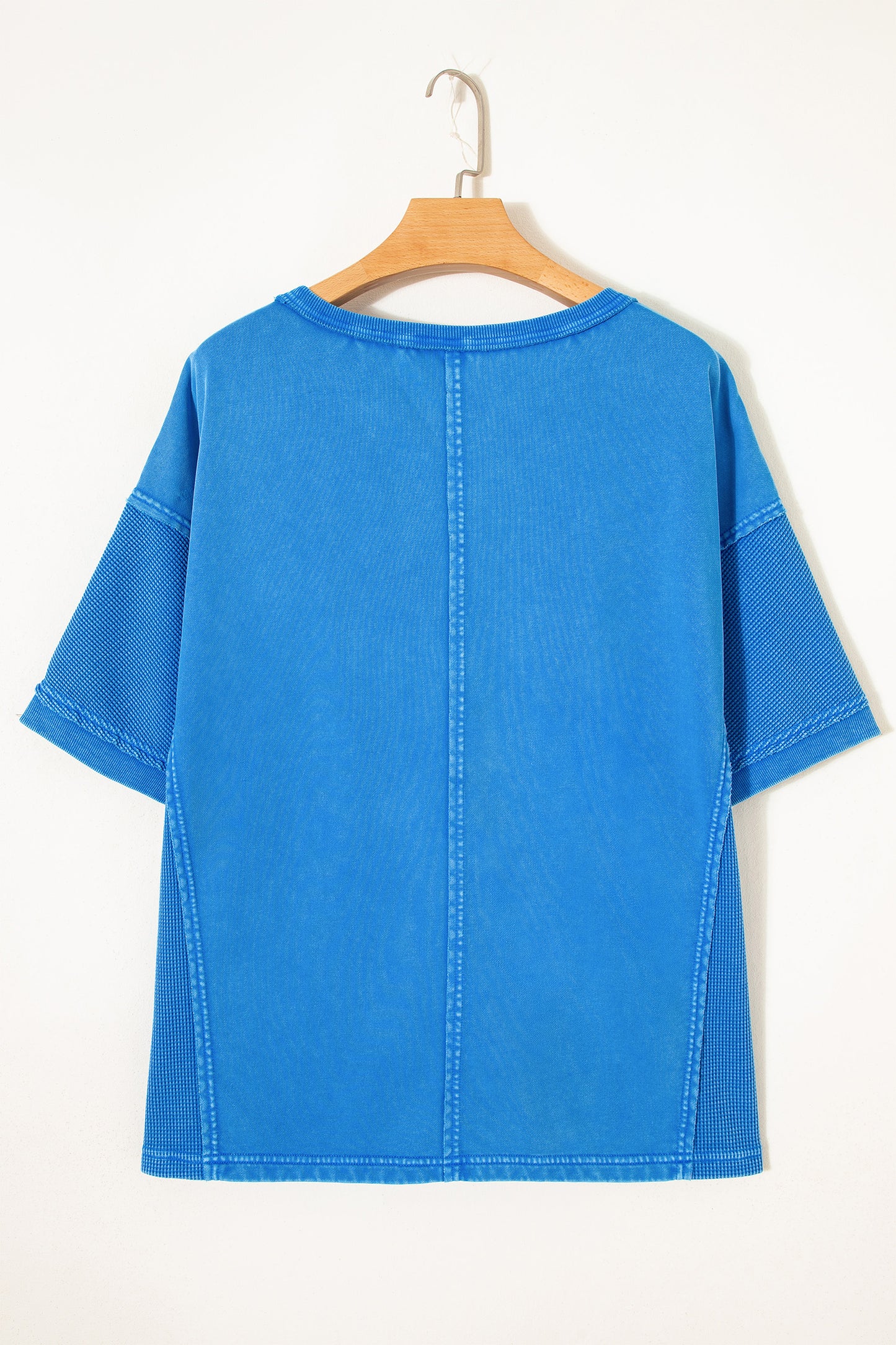 Blue Mineral Wash Star Mesh Patchwork Oversize Tee