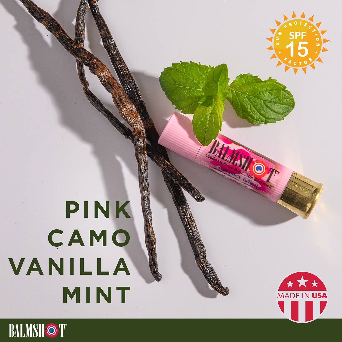 Shotgun Shell Lip Balm | Vanilla Mint-Camo | SPF 15