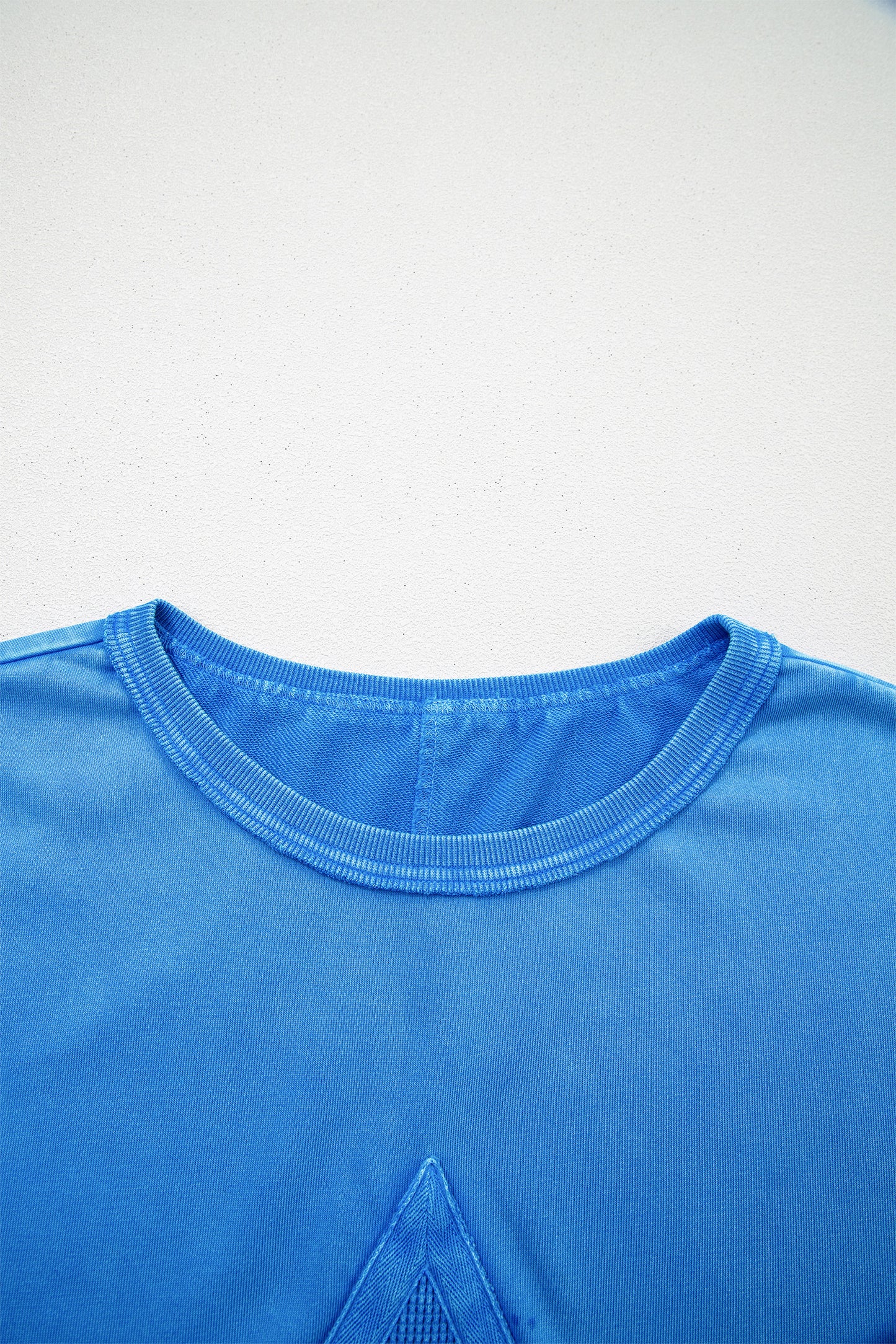 Blue Mineral Wash Star Mesh Patchwork Oversize Tee