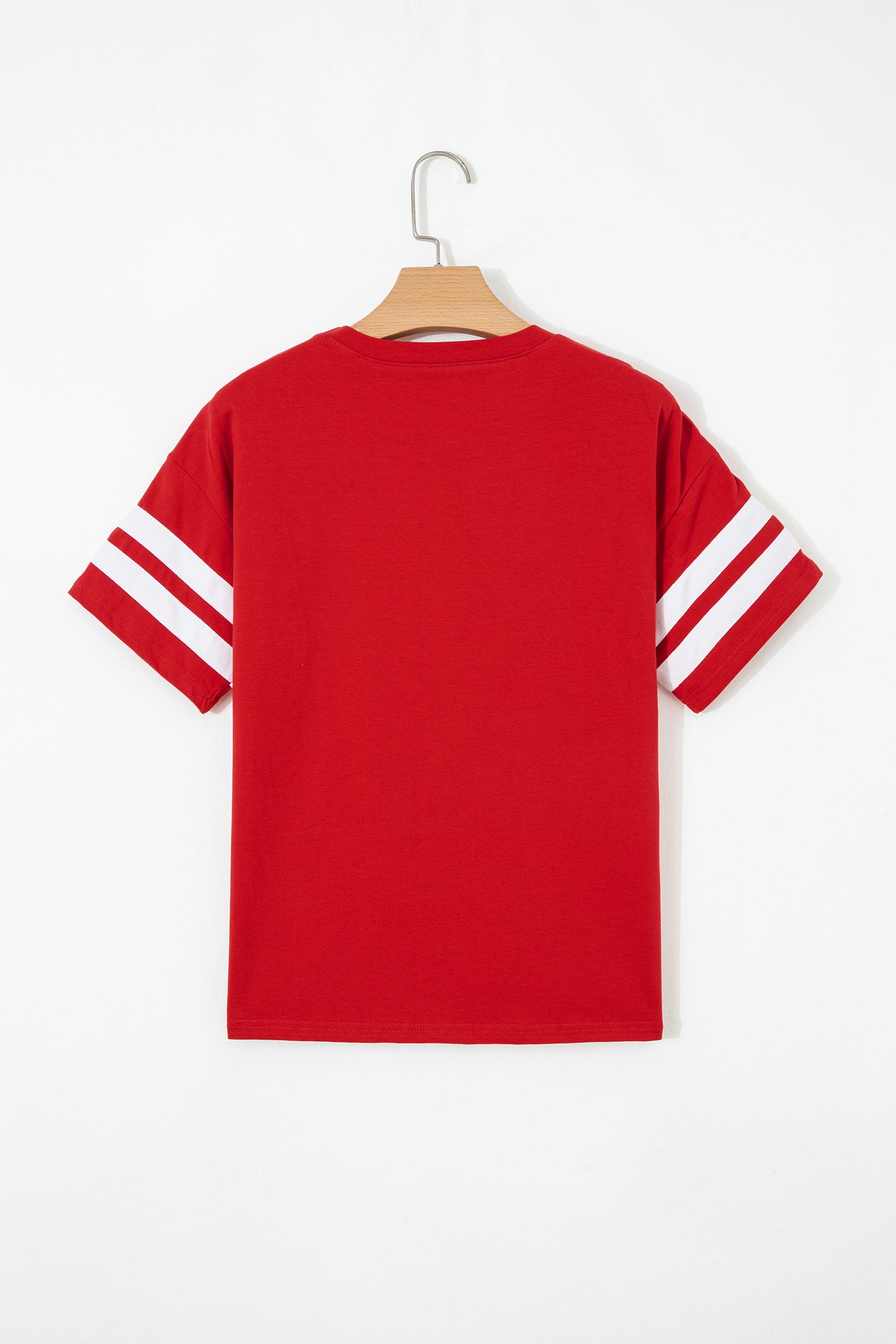 Dark Blue Varsity Striped Short Sleeve Crew Neck T Shirt