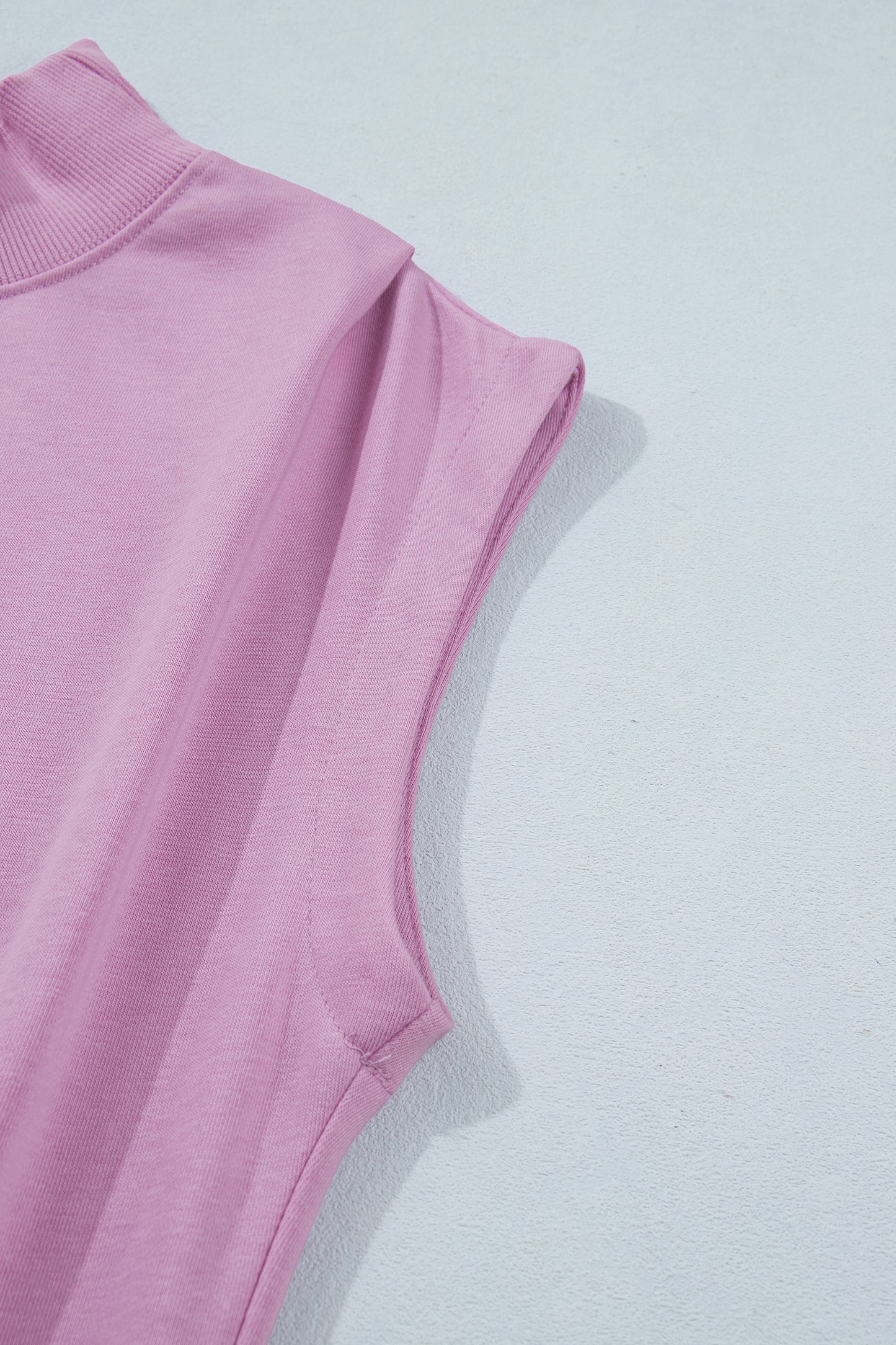 Solid Color High Neck Cap Sleeve Loose Top
