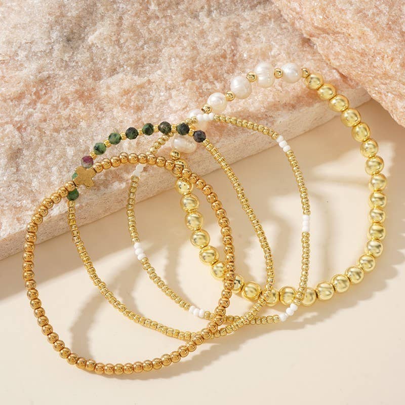 MULTI BALL PEARL CHAIN STRETCH BRACELET | 40B5183