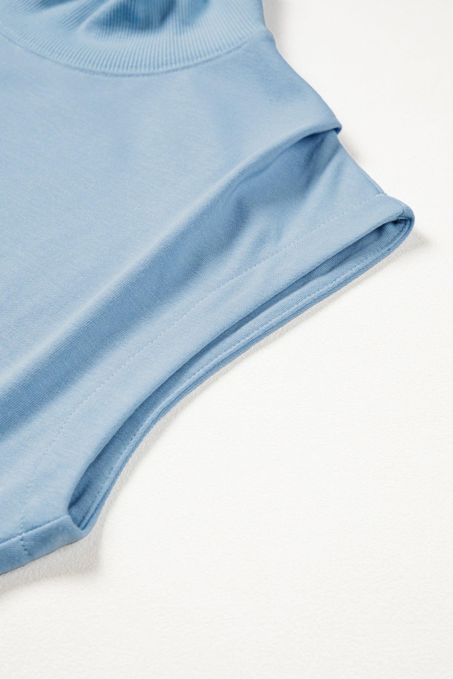 Solid Color High Neck Cap Sleeve Loose Top