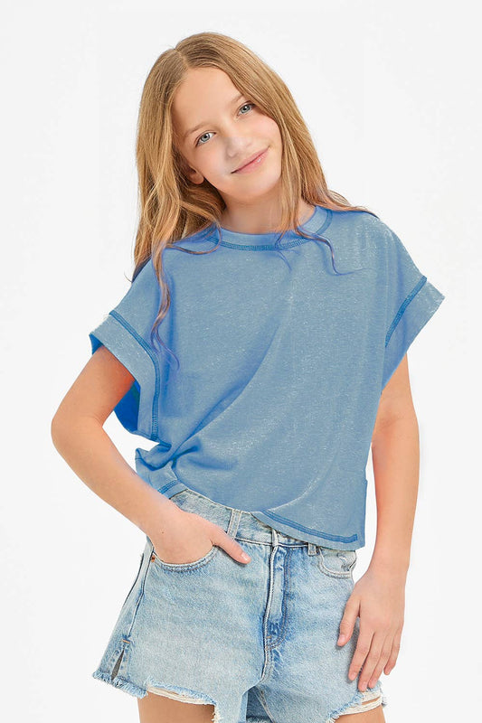 Overlap Open Back Reverse Stitched Top